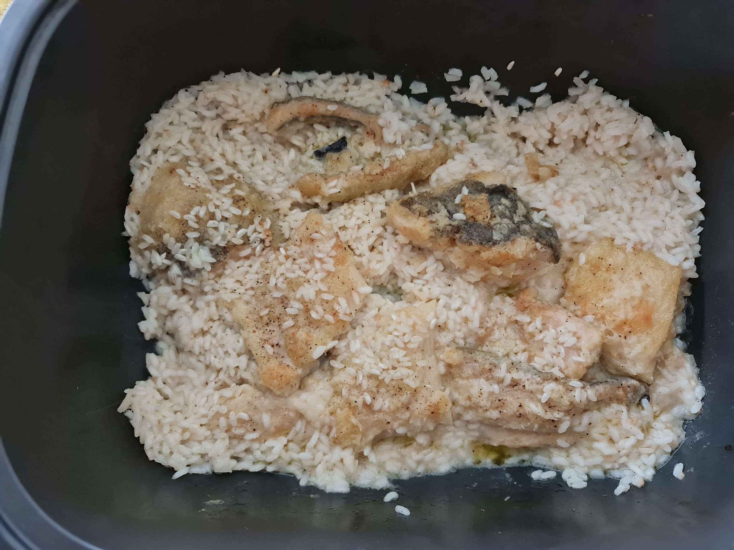 Résultat après cuisson de la recette de la morue au riz grecque