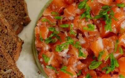 Galette aux légumes 2 Tartare de saumon ou daurade au fenouil et à la bergamote « pergamoto »