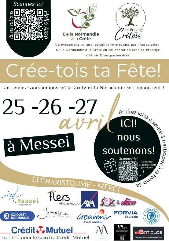 Dix ans de ponts entre la Normandie et la Crète 21 L'affiche de Crée-toi ta fête, les 25, 26 et 27 avril 2025 à Messei