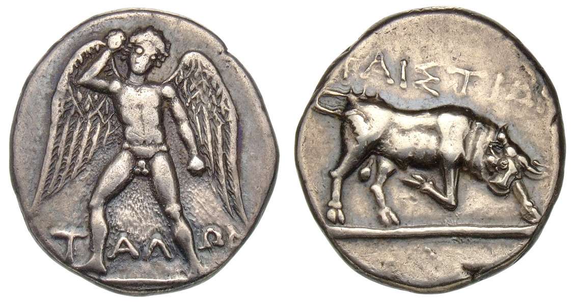 Ce que Socrate dirait de l'intelligence artificielle 3 Monnaie de Phaistos en Crète représentant Talos, le géant de bronze